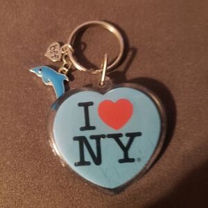 Source Unknown Light Blue Heart I Love Ny Keychain Red Heart and Dolphin Charm